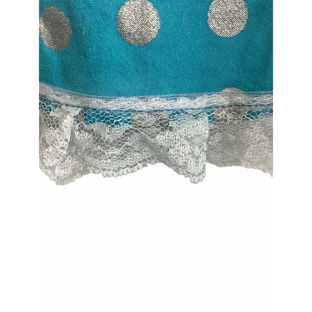 Unbranded Blue Metallic Polka Dot Lace Trim Mini Skirt Kid’s Youth